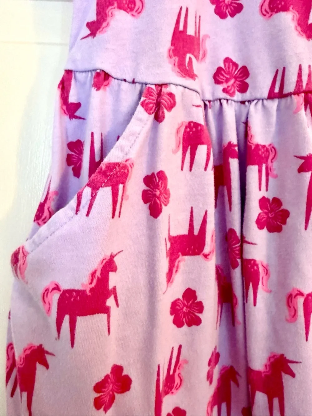 wonder nation Lavender Tank Dress with Hot Pink Unicorn Print